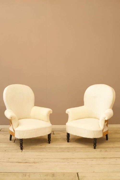 Pair of Napoleon III Spoon Back Armchairs
