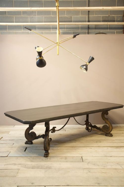 C1920 Ebonised Italian Dining Table with Paw Feet