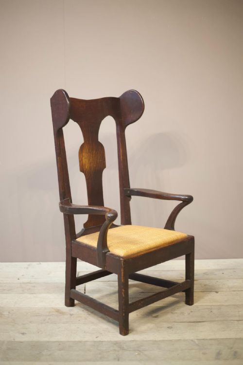 18th Century Oak Winged Lambing Chair