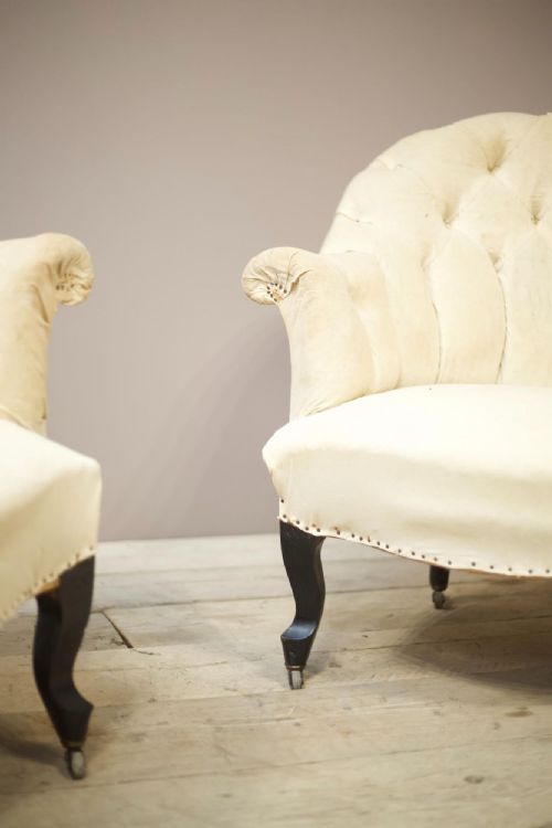 fig 1. Pair of Napoleon III buttoned curve back armchairs