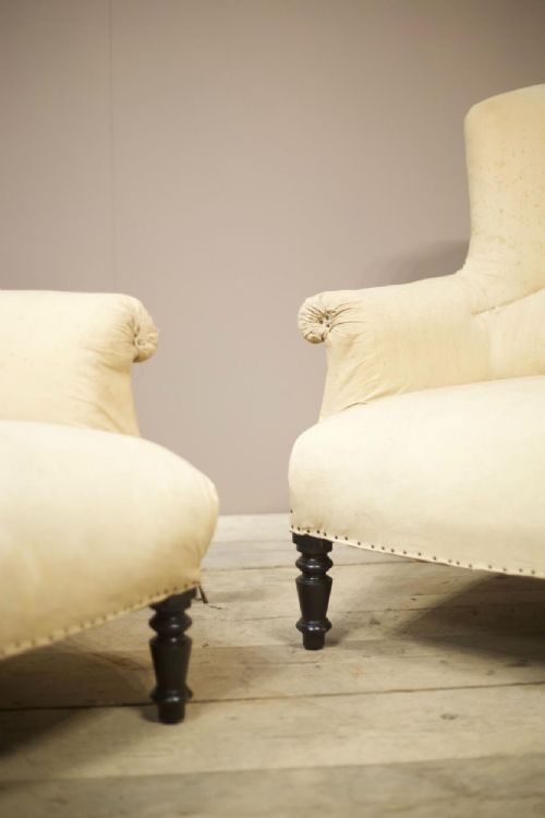 fig 1. Pair of Napoleon III high shield back armchairs