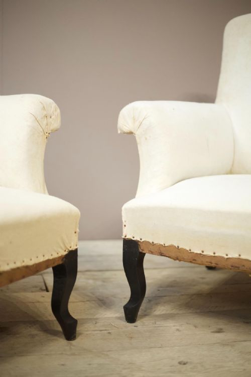 fig 1. Pair of Napoleon III square backed armchairs with cabriole legs