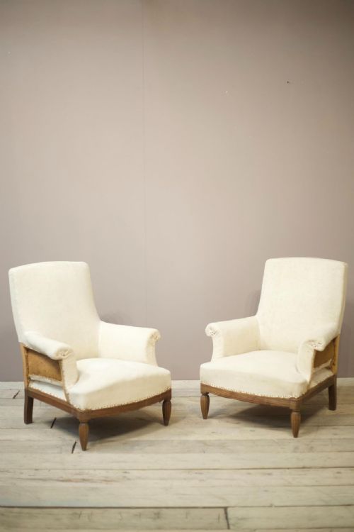 Pair of 19th Century French Armchairs with Reeded Legs