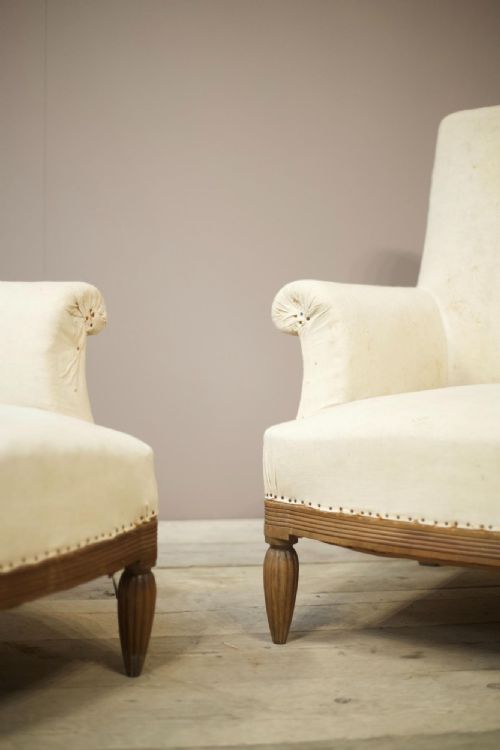 fig 1. Pair of 19th century French armchairs with reeded legs