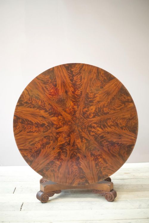 William IV Flame Mahogany Tilt Top Centre Table
