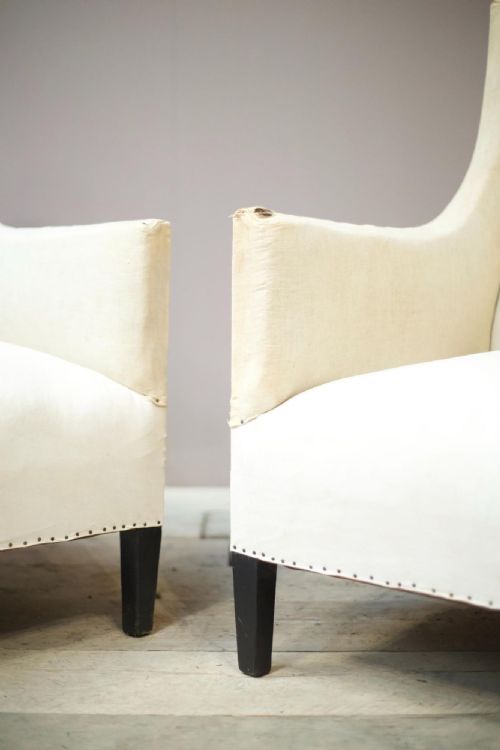 fig 1. Pair of 1920's French square sided armchairs