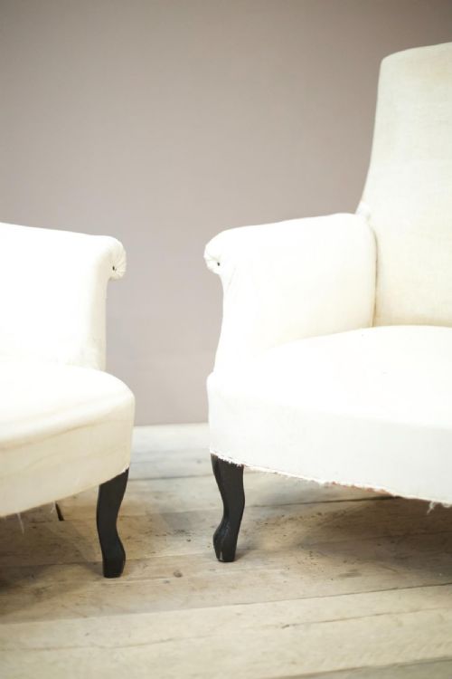 fig 1. Pair of Napoleon III plain square back armchairs
