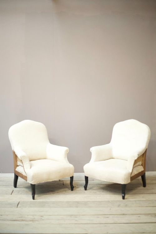 Pair of Unusual Napoleon III Shield Back Armchairs