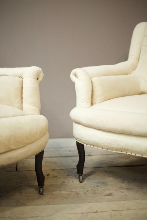 fig 1. Pair of Napoleon III scroll back pie crust armchairs