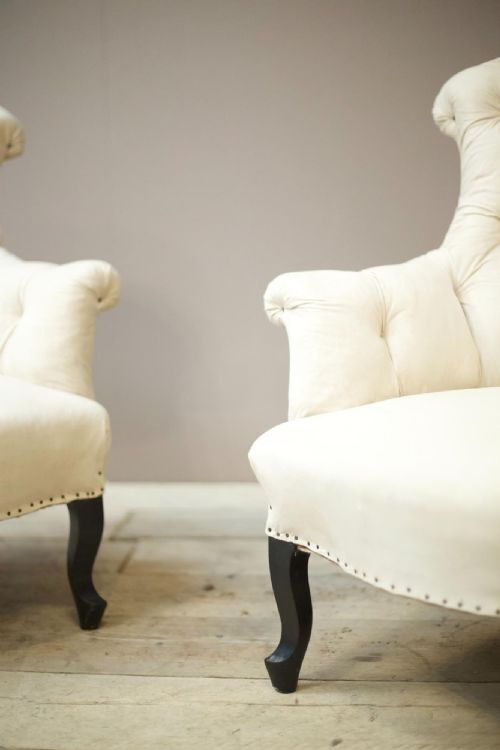 fig 1. Pair of Napoleon III buttoned fishtail armchairs