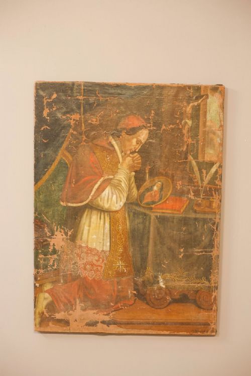Late 18th Century Painting of a Praying Priest