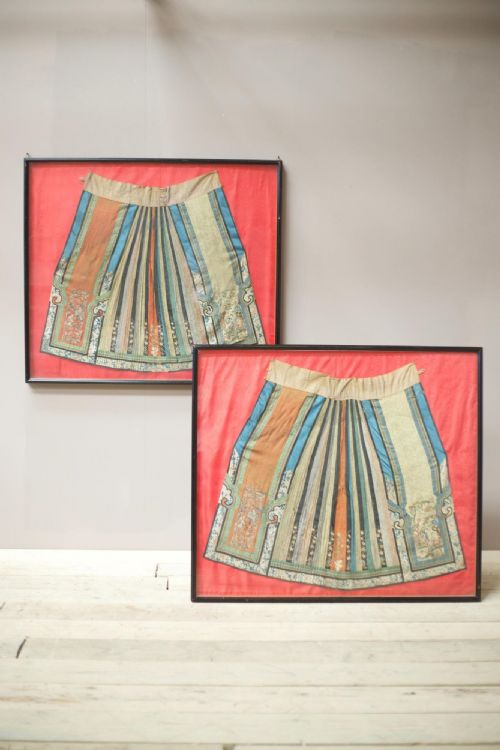 Pair 18th Century Chinese Silk Ceremonial Dresses