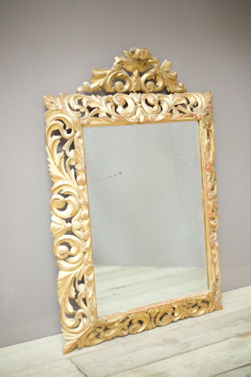 Early 19th C Bright Gilt Italian Carved Mirror