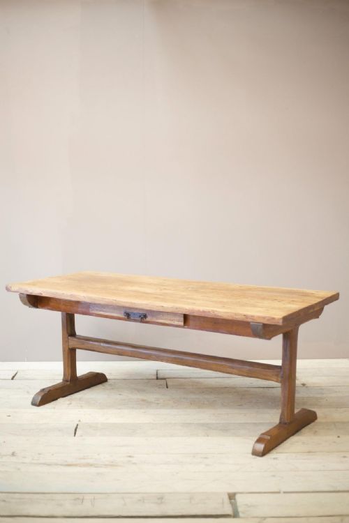 19th Century Refectory Table with Elm Planked Top