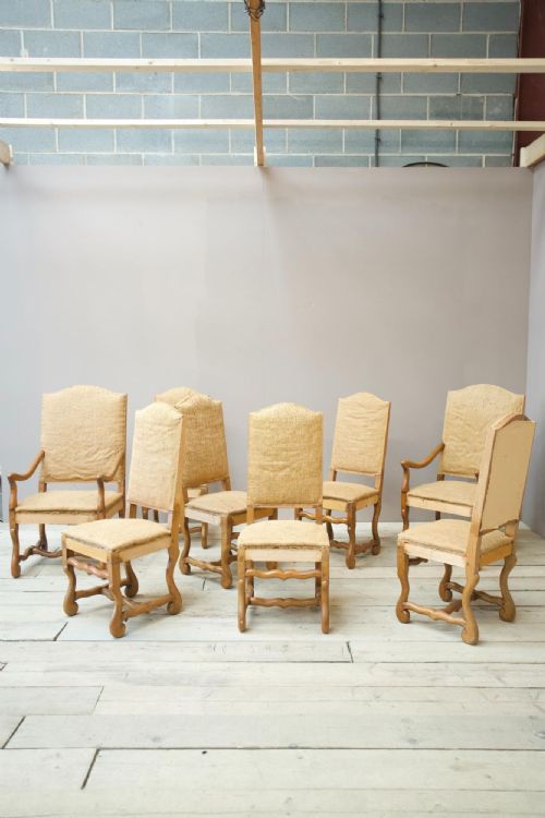 8x 20th Century Oak Os De Mouton Dining Chairs