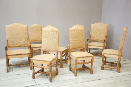 fig 1. 8x 20th century Oak Os de Mouton dining chairs