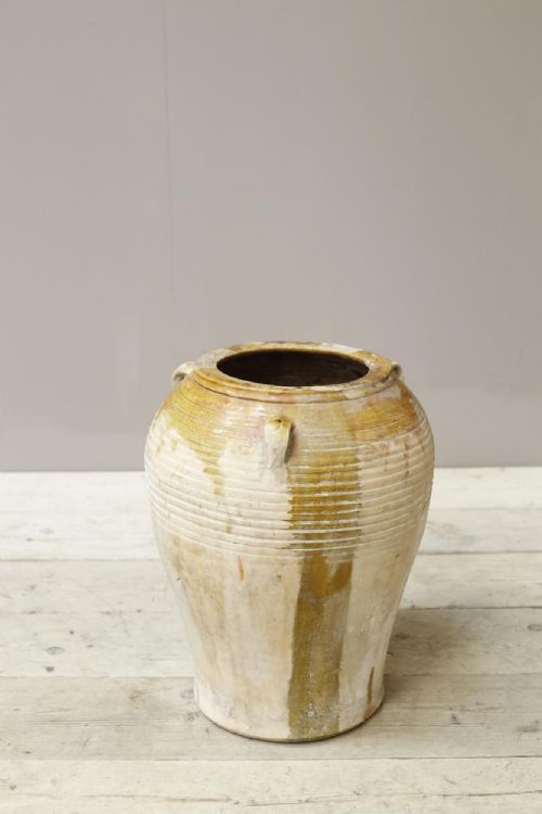 19th Century Yellow Glazed Spanish Olive Pot- Small