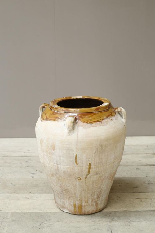 19th Century Yellow Glazed Spanish Olive Pot - Large