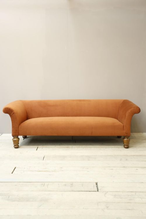 Victorian Country House Sofa in Rust Velvet