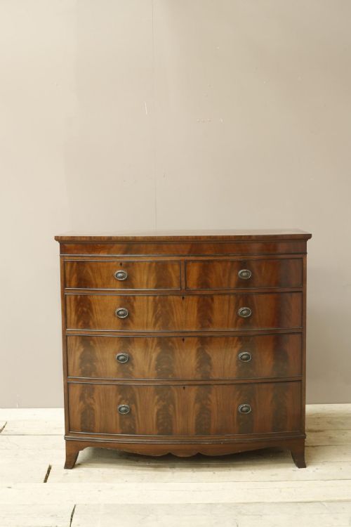 Edwardian Flame Mahogany Chest of Drawers by Marsh, Jones & Cribb
