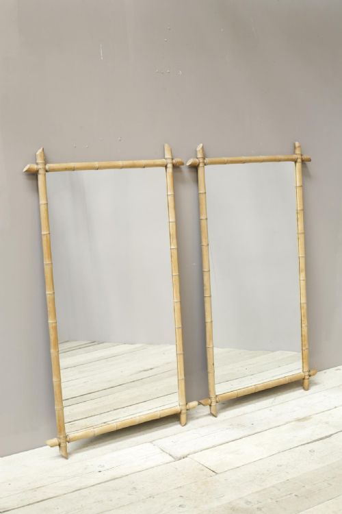 Pair of Large 20th Century Faux Bamboo Mirrors