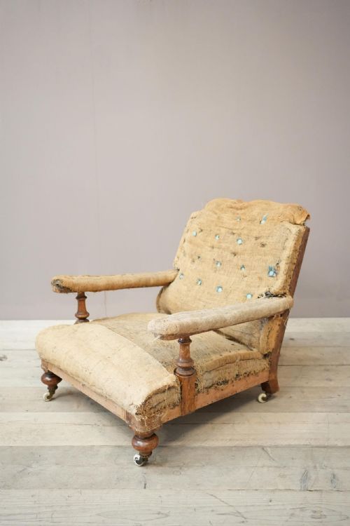 19th Century Square Back Open Armchair in the Manner of Howard and Sons