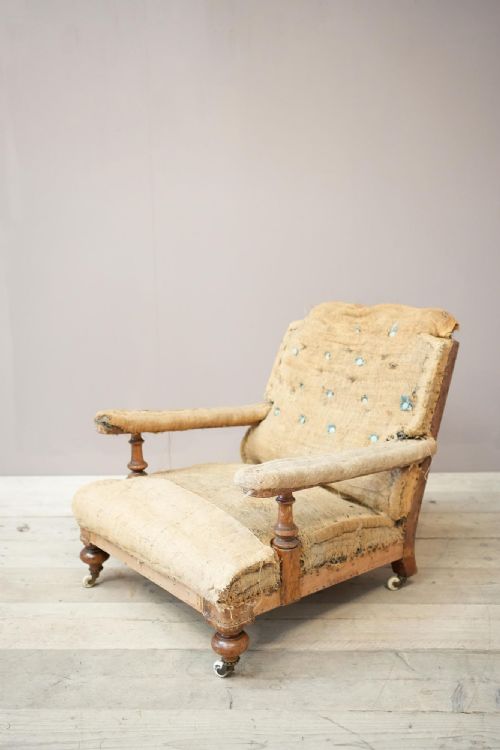 fig 1. 19th century square back open armchair in the manner of Howard and sons