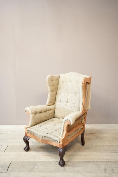 Georgian Style Wingback Armchair with Shaped Seat