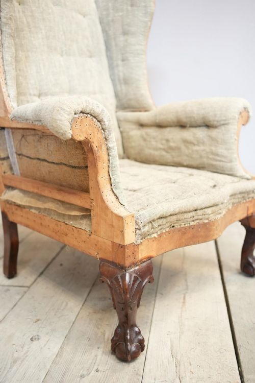 fig 1. Georgian style wingback armchair with shaped seat