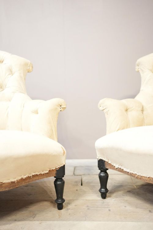 fig 1. Pair of Napoleon III buttoned fishtail armchairs