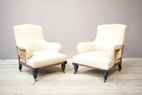 fig 1. Pair of Bridgewater style Victorian armchairs