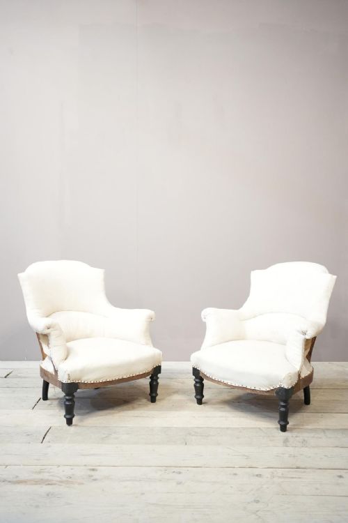 Pair of Napoleon III Plain Shield Back Armchairs