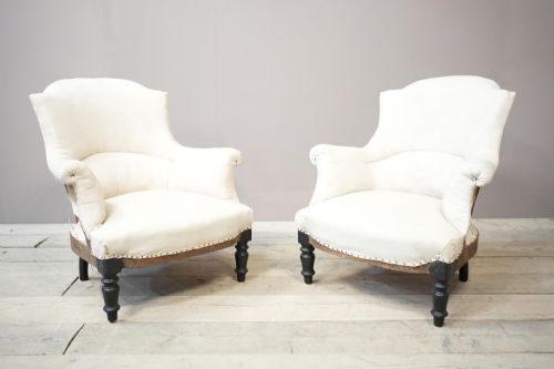 fig 1. Pair of Napoleon III plain shield back armchairs