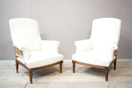 fig 1. Pair of 19th century square back armchairs with carved frame