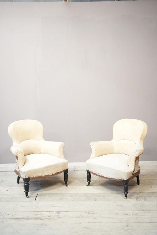 Pair of Napoleon III Spoon Back Armchairs