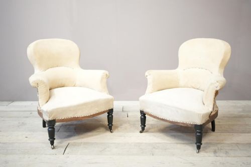 fig 1. Pair of Napoleon III spoon back armchairs