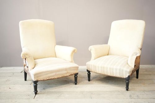 fig 1. Pair of Napoleon III plain square backed armchairs
