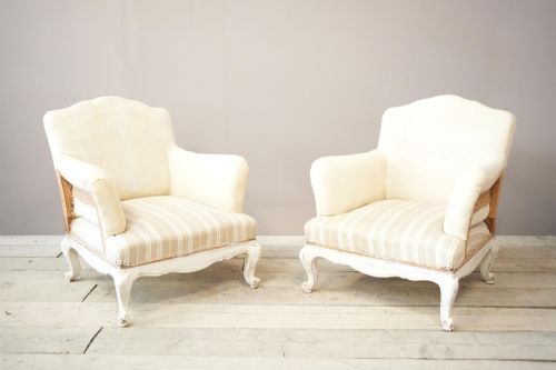 fig 1. Pair of large French shield back armchairs with painted frame