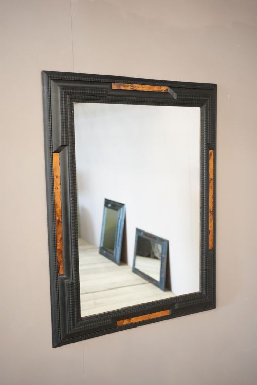 Large Italian Ebonised and Faux Tortoiseshell Mirror No1