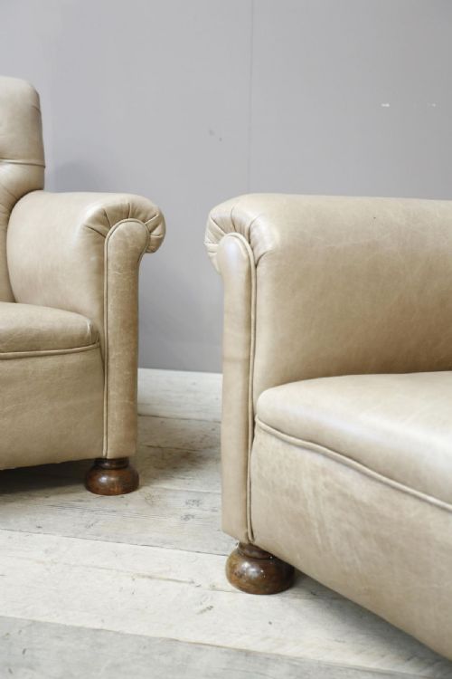 fig 1. Pair of 1920's English deep seated armchairs