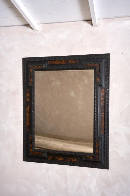 Large Italian Ebonised and Faux Tortoiseshell Mirror - No2