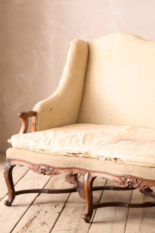 fig 1. Early 19th century carved stretcher French settee