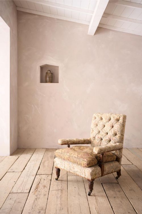 19th Century Buttoned Square Back Open Armchair