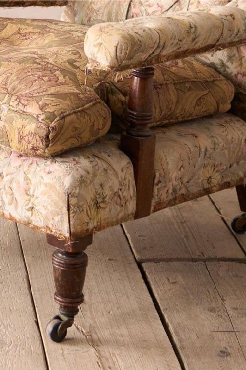 fig 1. 19th century buttoned square back open armchair