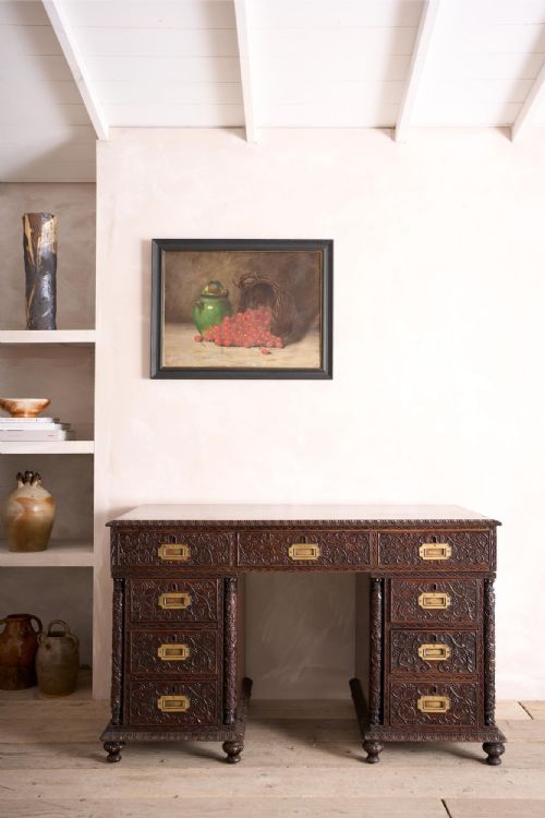 19th Century Anglo-indian Padouk Campaign Desk
