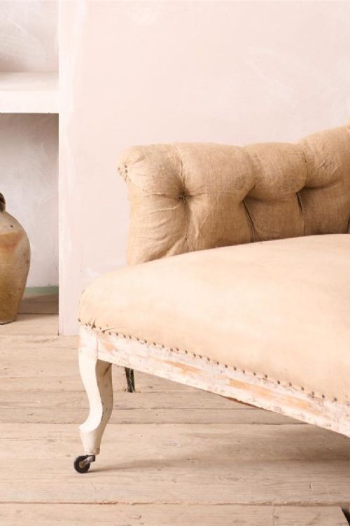 fig 1. 19th century French buttoned square back armchair