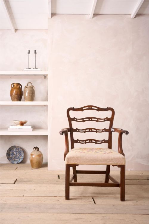Georgian Mahogany Ladder Back Open Armchair