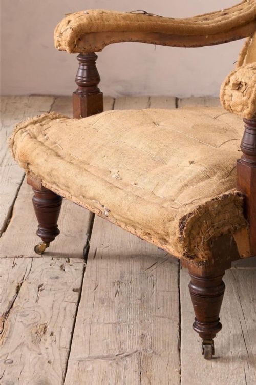 fig 1. 19th century Victorian square back open armchair