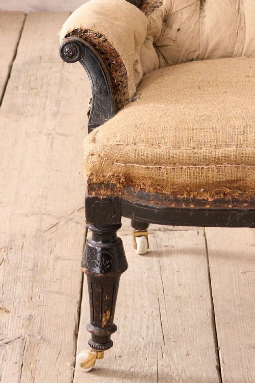 ENGLISH AESTHETIC MOVEMENT NURSING CHAIR POSSIBLY BY MAPLE CO - ADDITIONAL PHOTO 3