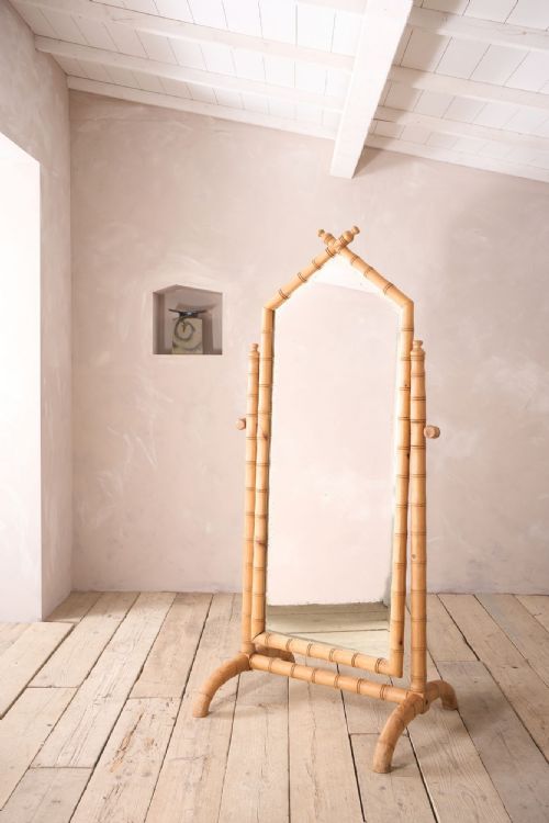 Early 20th Century Faux Bamboo Cheval Mirror